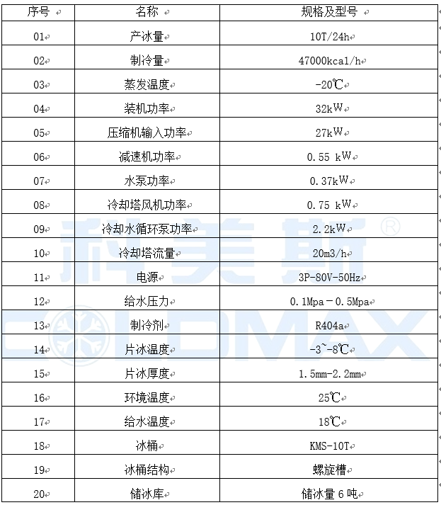 科美斯CFF-10E 10噸片冰機(jī)設(shè)計方案
